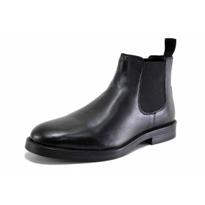 Черни мъжки анатомични боти, естествена кожа - всекидневни обувки за есента и зимата N 100024724