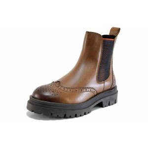 Кафяви анатомични дамски боти, естествена кожа - ежедневни обувки за есента и зимата N 100024727