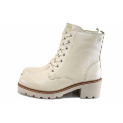 Бежови анатомични дамски боти, естествена кожа - всекидневни обувки за есента и зимата N 100024734