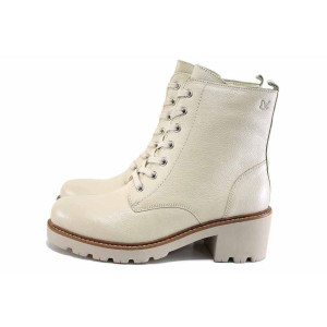 Бежови анатомични дамски боти, естествена кожа - всекидневни обувки за есента и зимата N 100024734