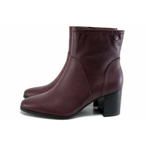 Винени анатомични дамски боти, естествена кожа - елегантни обувки за есента и зимата N 100024736