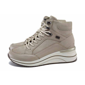 Бежови дамски боти, естествена кожа - спортни обувки за есента и зимата N 100024888