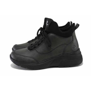 Зелени дамски боти, естествена кожа - ежедневни обувки за есента и зимата N 100024889