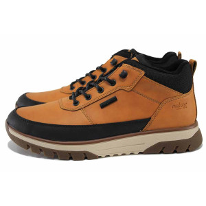 Кафяви мъжки боти, здрава еко-кожа - всекидневни обувки за есента и зимата N 100024890