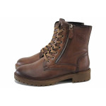 Кафяви дамски боти, естествена кожа - всекидневни обувки за есента и зимата N 100024945