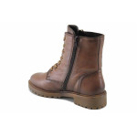 Кафяви дамски боти, естествена кожа - всекидневни обувки за есента и зимата N 100024945