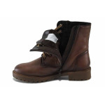 Кафяви дамски боти, естествена кожа - всекидневни обувки за есента и зимата N 100024945