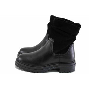 Черни дамски боти, естествена кожа - всекидневни обувки за есента и зимата N 100024948