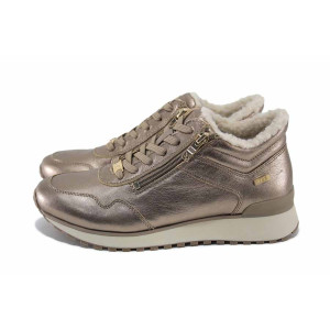 Бежови дамски боти, естествена кожа - ежедневни обувки за есента и зимата N 100024977