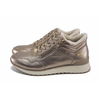 Бежови дамски боти, естествена кожа - ежедневни обувки за есента и зимата N 100024977