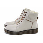 Бежови дамски боти, естествена кожа - ежедневни обувки за есента и зимата N 100024982