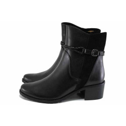 Черни дамски боти, естествена кожа и текстилна материя - всекидневни обувки за есента и зимата N 100024985