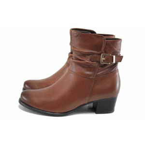 Кафяви дамски боти, естествена кожа - ежедневни обувки за есента и зимата N 100024986