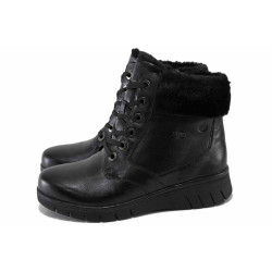 Черни дамски боти, естествена кожа - всекидневни обувки за есента и зимата N 100024987