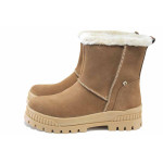 Кафяви дамски боти, естествена кожа - всекидневни обувки за есента и зимата N 100024990