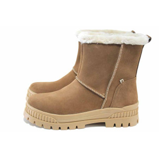 Кафяви дамски боти, естествена кожа - всекидневни обувки за есента и зимата N 100024990