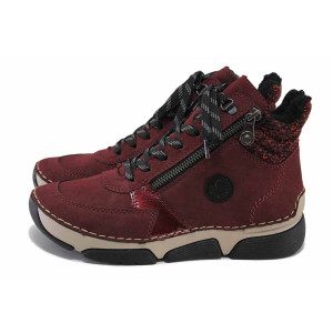 Червени дамски боти, здрава еко-кожа - всекидневни обувки за есента и зимата N 100025012