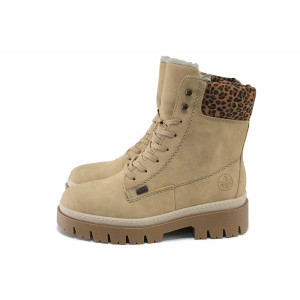 Бежови дамски боти, здрава еко-кожа - ежедневни обувки за есента и зимата N 100025018