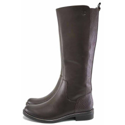 Кафяви дамски ботуши, естествена кожа - ежедневни обувки за есента и зимата N 100025023