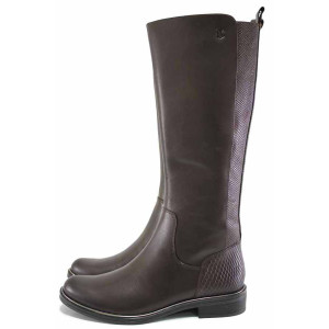 Кафяви дамски ботуши, естествена кожа - ежедневни обувки за есента и зимата N 100025023