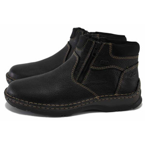 Черни мъжки боти, естествена кожа - всекидневни обувки за есента и зимата N 100025034