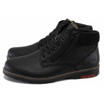 Черни мъжки боти, естествена кожа - ежедневни обувки за есента и зимата N 100025037