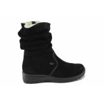 Черни анатомични равни дамски боти Rieker от естествена кожа - велур