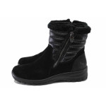 Черни дамски боти, естествен велур - ежедневни обувки за есента и зимата N 100025039