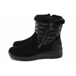 Черни дамски боти, естествен велур - ежедневни обувки за есента и зимата N 100025039