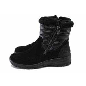 Черни дамски боти, естествен велур - ежедневни обувки за есента и зимата N 100025039