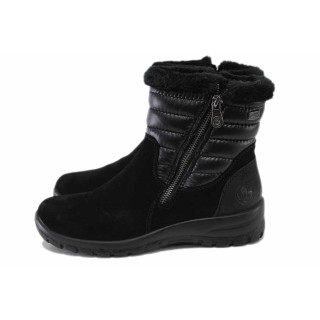 Черни дамски боти, естествен велур - ежедневни обувки за есента и зимата N 100025039