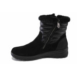 Черни дамски боти, естествен велур - ежедневни обувки за есента и зимата N 100025039