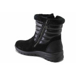 Черни дамски боти, естествен велур - ежедневни обувки за есента и зимата N 100025039