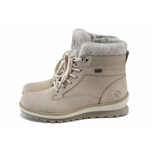 Бежови дамски боти, естествена кожа и текстилна материя - всекидневни обувки за есента и зимата N 100035040