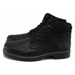 Черни мъжки боти, естествена кожа - всекидневни обувки за есента и зимата N 100035041