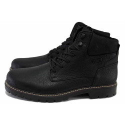Черни мъжки боти, естествена кожа - всекидневни обувки за есента и зимата N 100035041