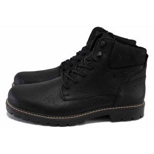 Черни мъжки боти, естествена кожа - всекидневни обувки за есента и зимата N 100035041