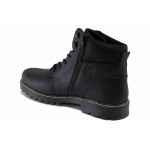 Черни мъжки боти, естествена кожа - всекидневни обувки за есента и зимата N 100035041