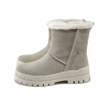 Бежови дамски боти, естествена кожа - всекидневни обувки за есента и зимата N 100035049