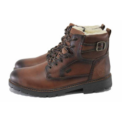 Кафяви мъжки боти, естествена кожа - всекидневни обувки за есента и зимата N 100025051