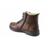 Кафяви мъжки боти, естествена кожа - всекидневни обувки за есента и зимата N 100025051