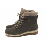 Сиви дамски боти, естествена кожа - ежедневни обувки за есента и зимата N 100025052