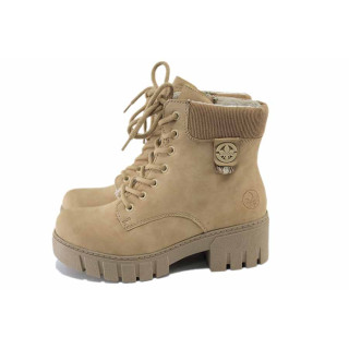 Бежови дамски боти, здрава еко-кожа - всекидневни обувки за есента и зимата N 100025053