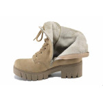 Бежови дамски боти, здрава еко-кожа - всекидневни обувки за есента и зимата N 100025053