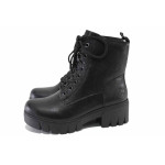 Черни дамски боти, здрава еко-кожа - ежедневни обувки за есента и зимата N 100025054