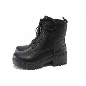 Черни дамски боти, здрава еко-кожа - ежедневни обувки за есента и зимата N 100025054