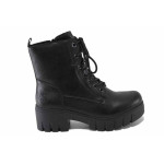 Черни дамски боти, здрава еко-кожа - ежедневни обувки за есента и зимата N 100025054