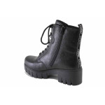 Черни дамски боти, здрава еко-кожа - ежедневни обувки за есента и зимата N 100025054