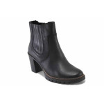 Черни дамски боти, естествена кожа - всекидневни обувки за есента и зимата N 100025064