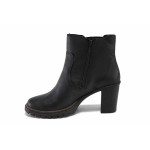 Черни дамски боти, естествена кожа - всекидневни обувки за есента и зимата N 100025064